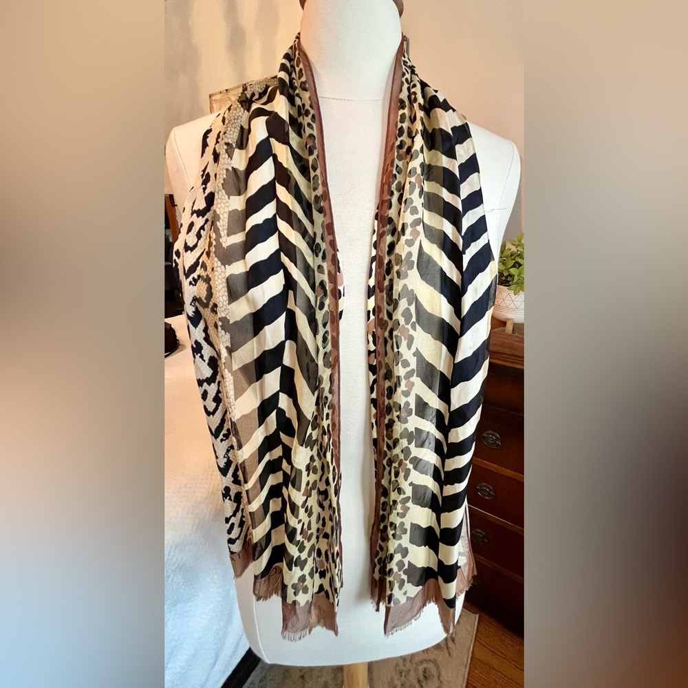 Adriann Vintandi Animal Print Scarf